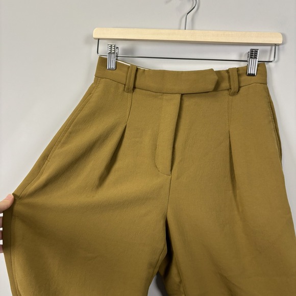 Aritzia Wilfred Gabriel Pant High Waisted Pleated Trousers Olive Green Size 2 - Picture 4 of 15